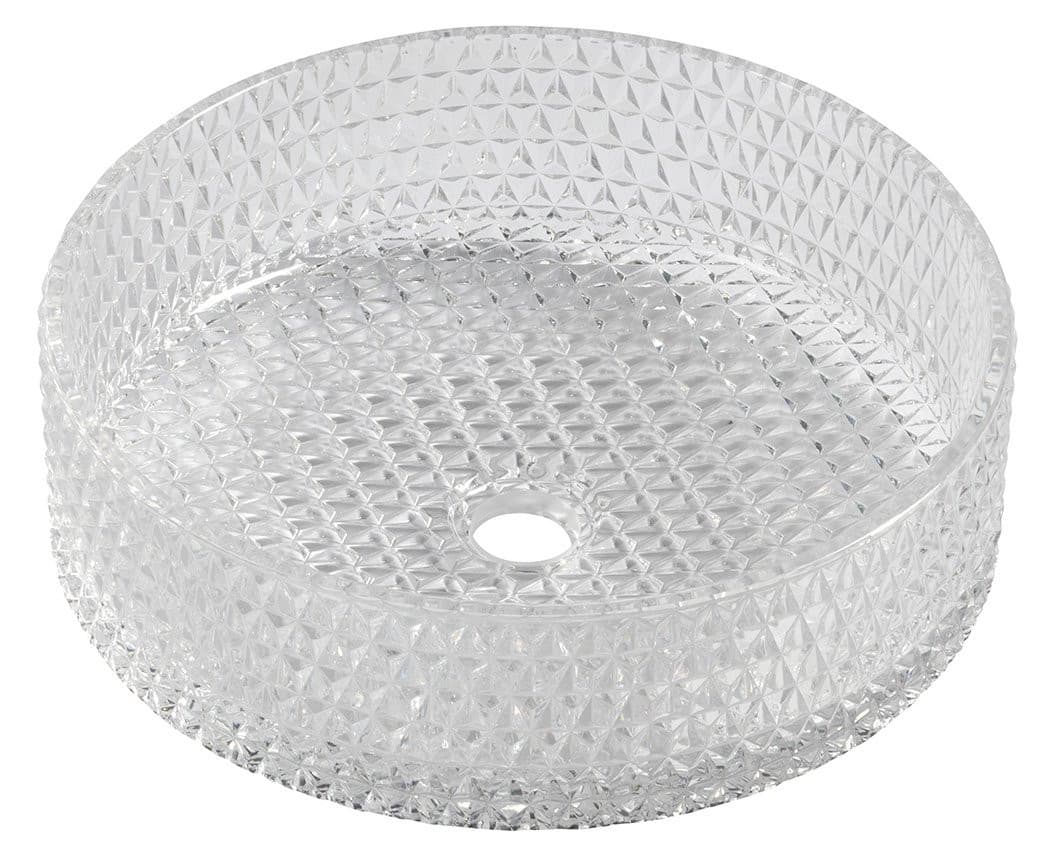 MARAGUA grawerowana szklana umywalka nablatowa Ø 39,5 cm, przezroczysty