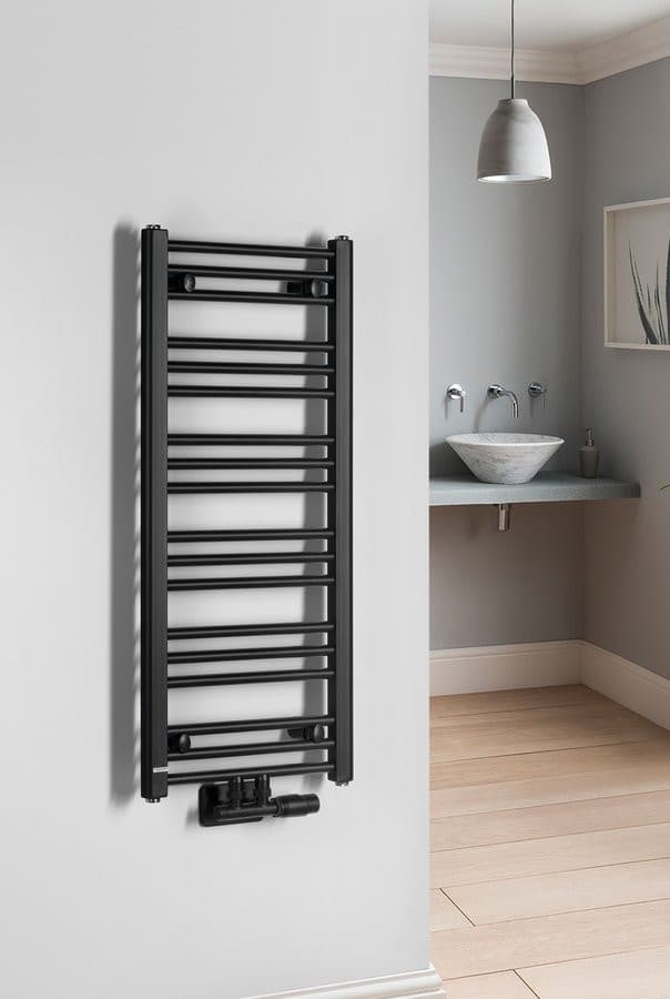 ALBRECHT grzejnik 400x930 mm, podłączenie środkowe, czarny mat