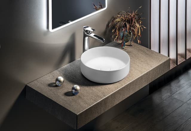 INFINITY ROUND umywalka ceramiczna nablatowa, średnica 36cm, biały mat