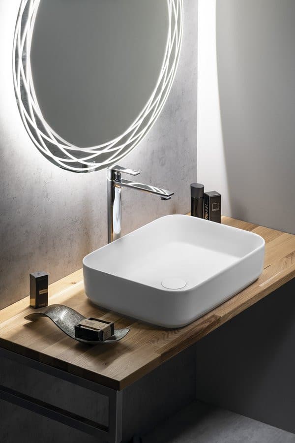 INFINITY RECTANGLE umywalka ceramiczna nablatowa 50x36cm, biały mat