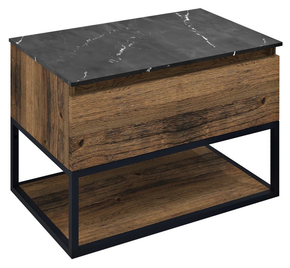 SKARA szafka pod umywalkę 70x50x45cm, czarny mat/dąb collingwood