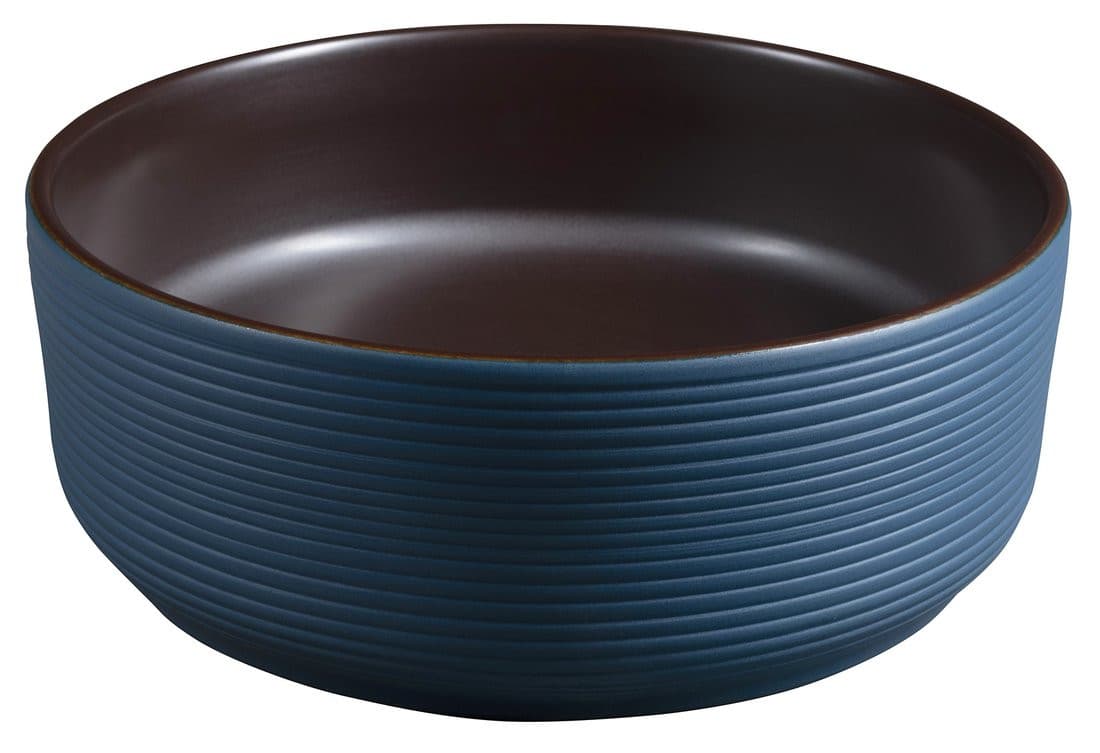 PRIORI umywalka ceramiczna nablatowa Ø 41 cm, niebieski/brązowy