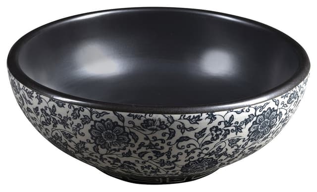 PRIORI umywalka ceramiczna nablatowa Ø 41cm, czarny z niebieskim wzorem