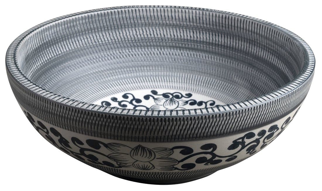 PRIORI umywalka ceramiczna nablatowa Ø 41 cm, niebieski ze wzorem