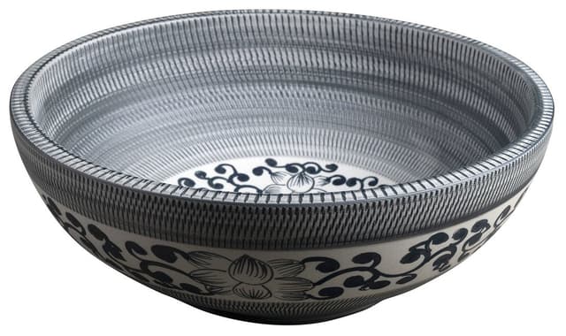 PRIORI umywalka ceramiczna nablatowa Ø 41 cm, niebieski ze wzorem