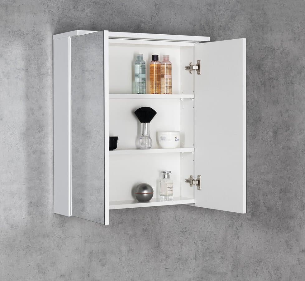 KAWA STRIP szafka z lustrem, oświetlenie LED 60x70x22cm, biały