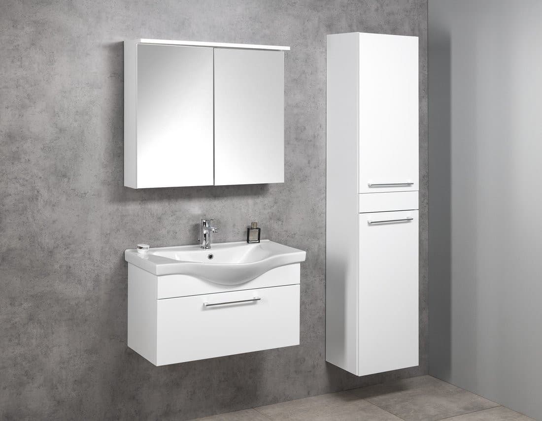 KAWA STRIP szafka z lustrem, oświetlenie LED 80x70x22cm, biały