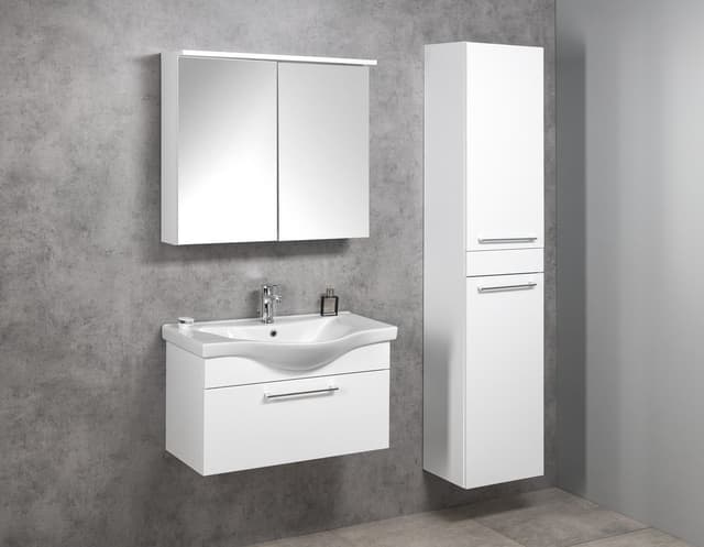 KAWA STRIP szafka z lustrem, oświetlenie LED 80x70x22cm, biały