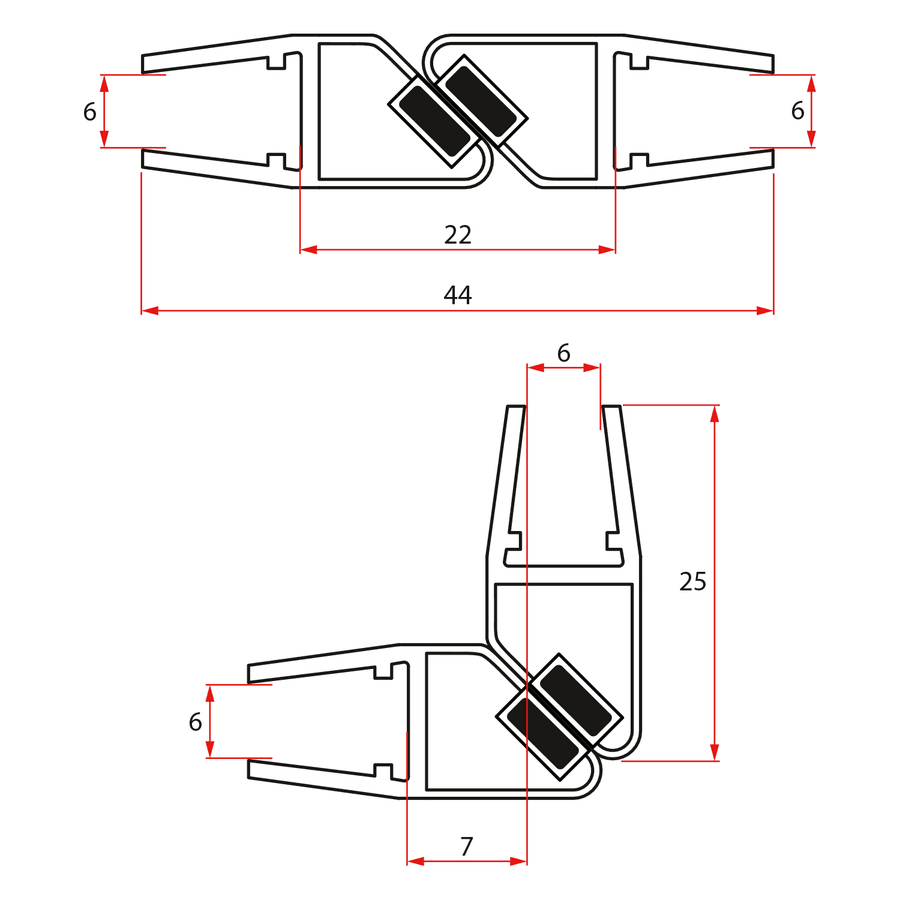 LEGRO zestaw uszczelek magnetycznych do kabiny prysznicowej narożnej, 1900mm