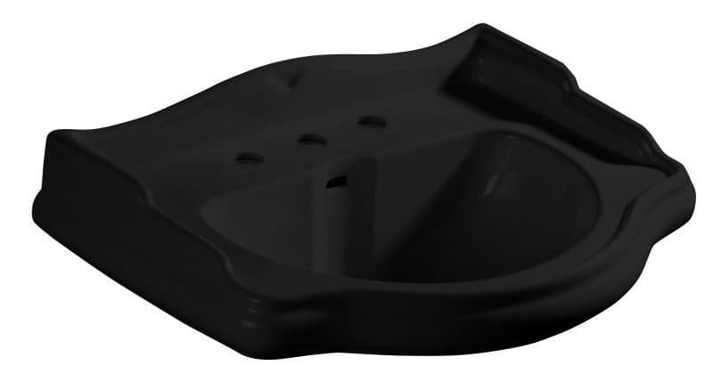 RETRO umywalka ceramiczna 69x52cm, z 3 otworami na baterię, czarny mat