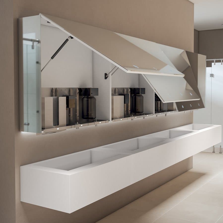 ESSENTIA Szafka z lustrem 100cm z automatycznym dozownikiem mydła i dozownikiem ręczników papierowych