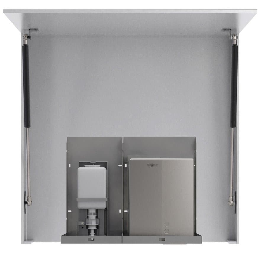 BASIC Szafka z lustrem 80cm z automatycznym dozownikiem mydła i suszarką do rąk