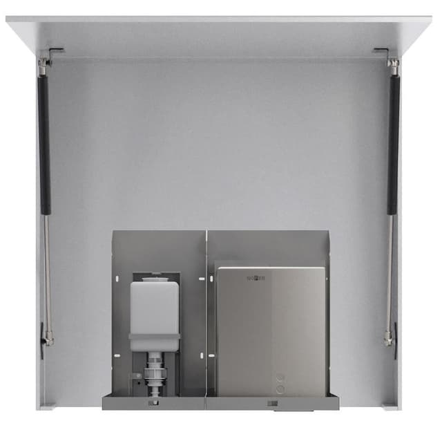 BASIC Szafka z lustrem 90cm z automatycznym dozownikiem mydła i suszarką do rąk