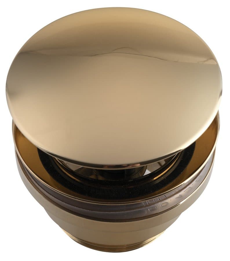 Odpływ umywalkowy 5/4", silent klik-klak, duży korek, 5-55 mm, złoto