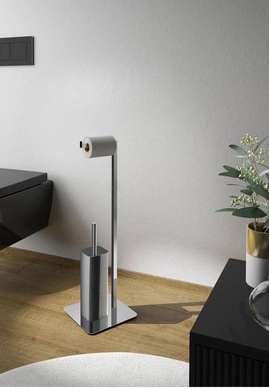 FELIX  wieszak na papier toaletowy, szczotką toaletową, kwadratowy, chrom