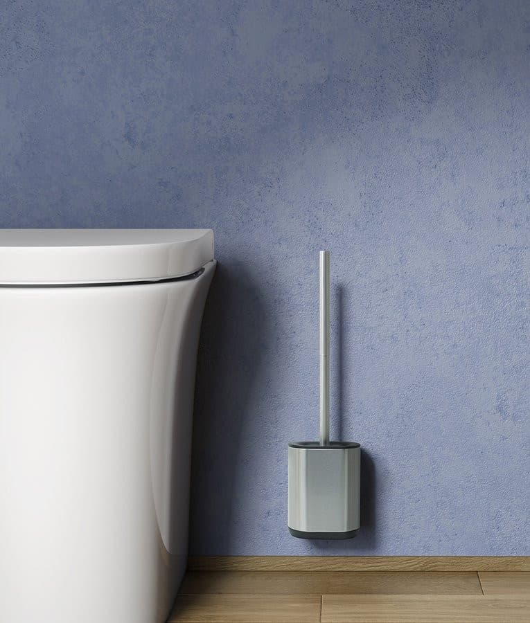 BIAGIO szczotka do WC stojąca/ścienna, sylikon, stal nierdzewna mat