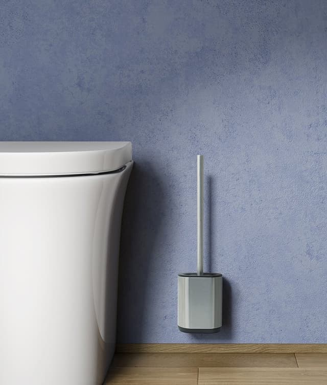 BIAGIO szczotka do WC stojąca/ścienna, sylikon, stal nierdzewna mat