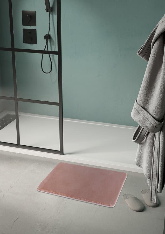 FUZZY dywanik łazienkowy, 50x80cm, 100% polyester, antypoślizgowa, różowy