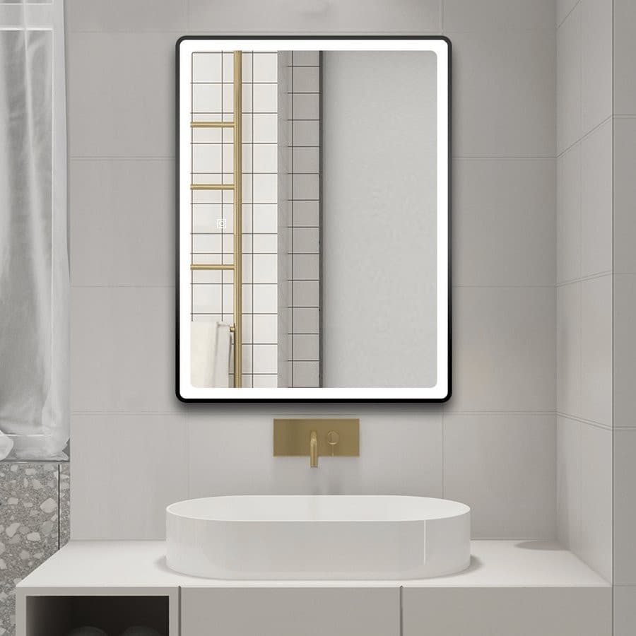 SWIDA lustro z oświetleniem LED 60x80cm, czujnik dotykowy, ściemnialne, czarny mat