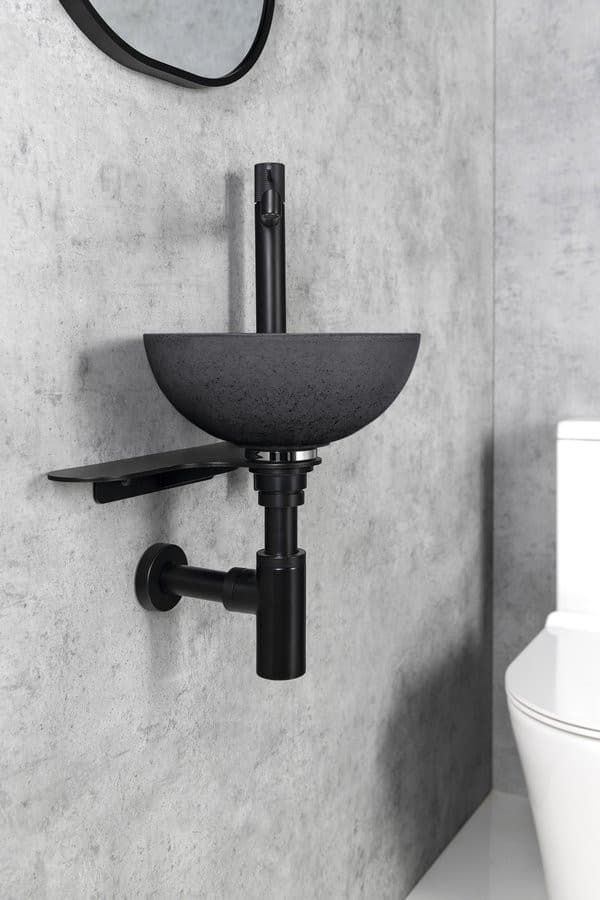 TETRIS wspornik pod umywalkę z otworem na baterię po prawej stronie, czarny mat