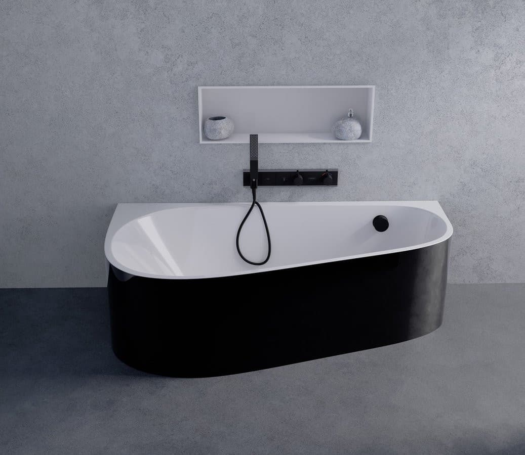 PROJEKTA DL MONOLITH wanna przyścienna 156x77x60cm, biały/czarny
