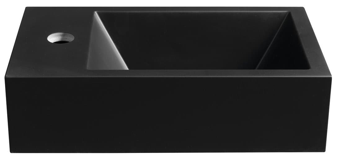 AMAROK umywalka kompozytowa 40x22cm, czarny mat, bateria z lewej strony