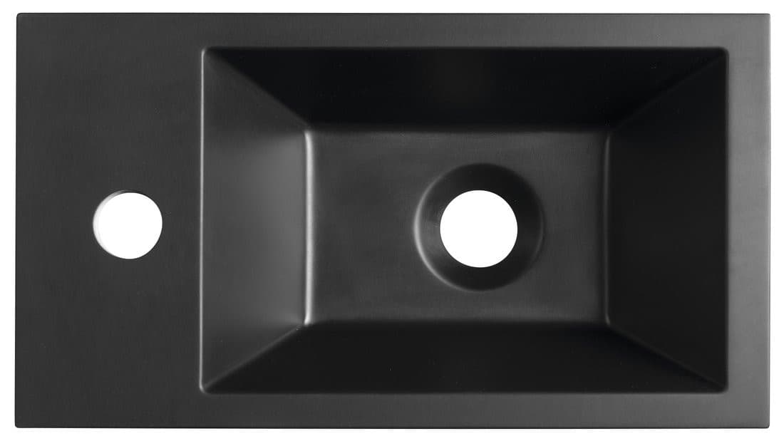 AMAROK umywalka kompozytowa 40x22cm, czarny mat, bateria z lewej strony