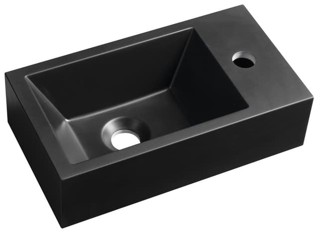 AMAROK umywalka kompozytowa 40x22cm, czarny mat, bateria z prawej strony