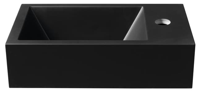 AMAROK umywalka kompozytowa 40x22cm, czarny mat, bateria z prawej strony