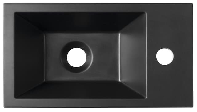 AMAROK umywalka kompozytowa 40x22cm, czarny mat, bateria z prawej strony