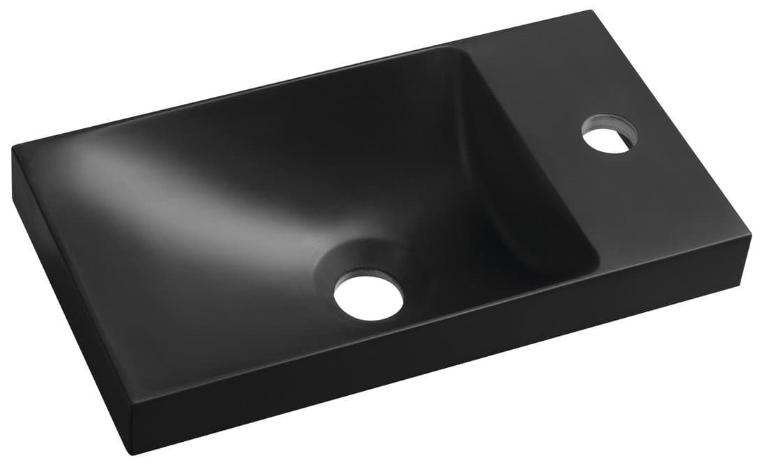 AGOS umywalka kompozytowa bez przelewu 40x22cm, lewa/prawa, czarny mat