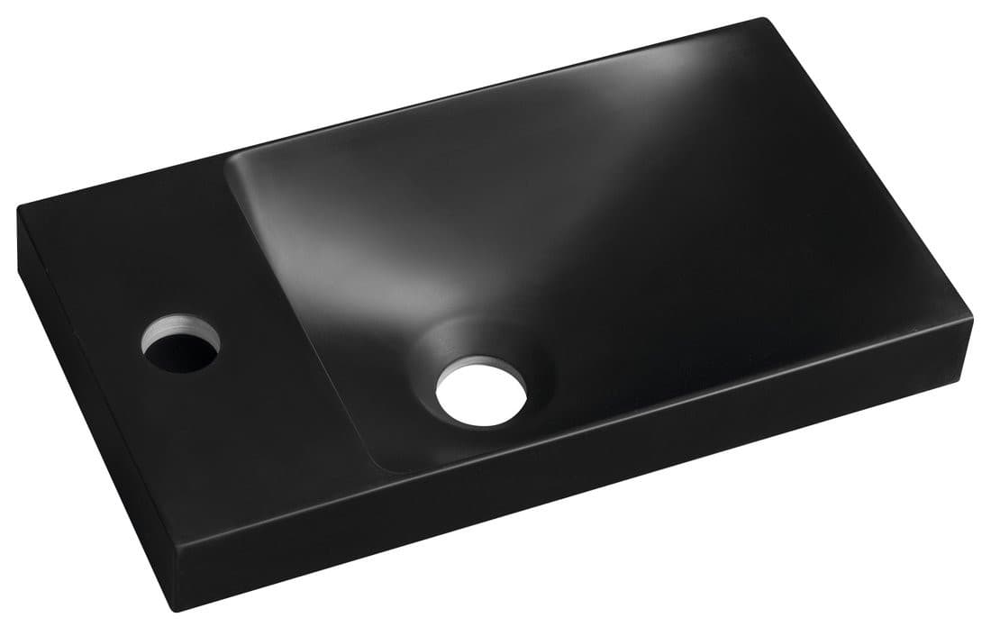 AGOS umywalka kompozytowa bez przelewu 40x22cm, lewa/prawa, czarny mat