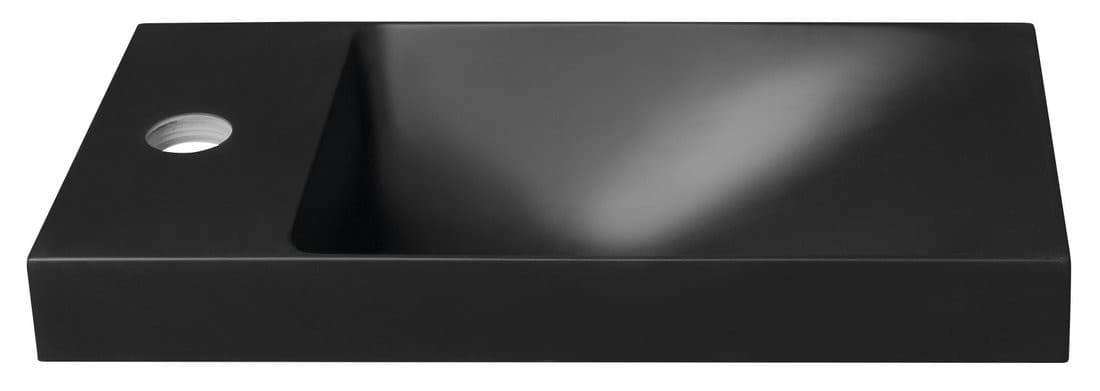 AGOS umywalka kompozytowa bez przelewu 40x22cm, lewa/prawa, czarny mat