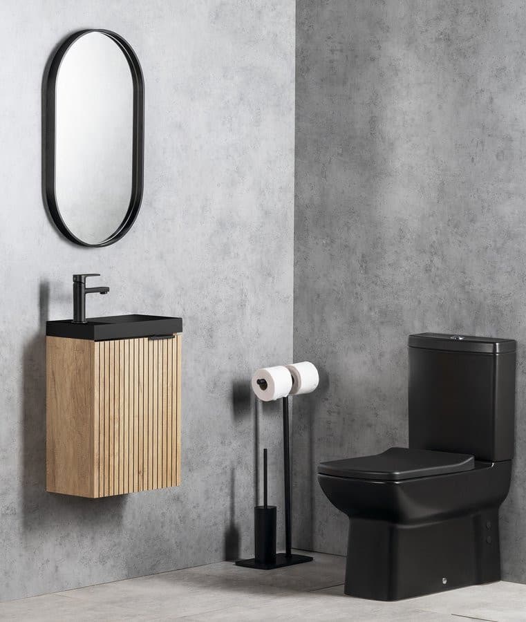 AGOS umywalka kompozytowa bez przelewu 40x22cm, lewa/prawa, czarny mat