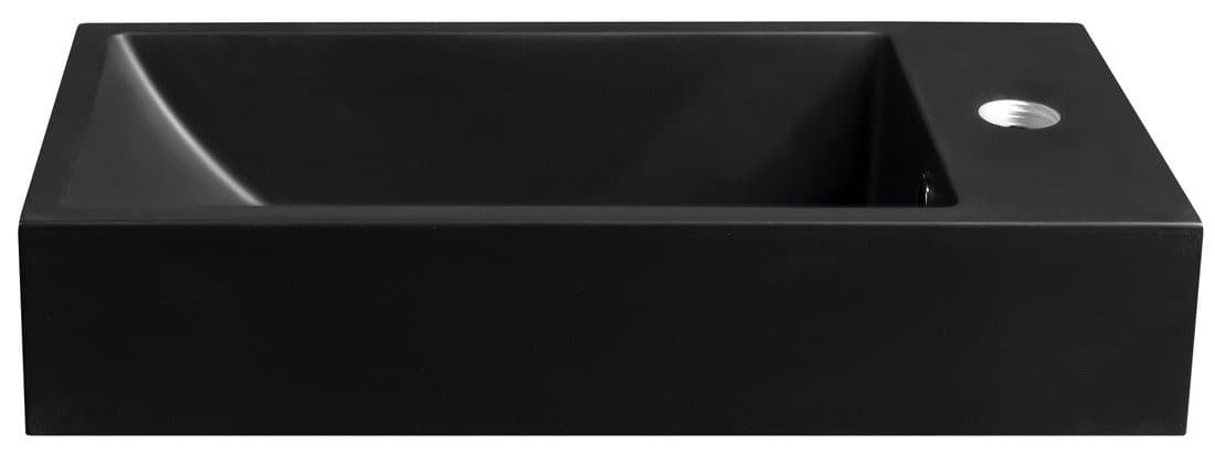 ARIANA umywalka kompozytowa 50x25cm, bateria po prawej stronie, czarny mat