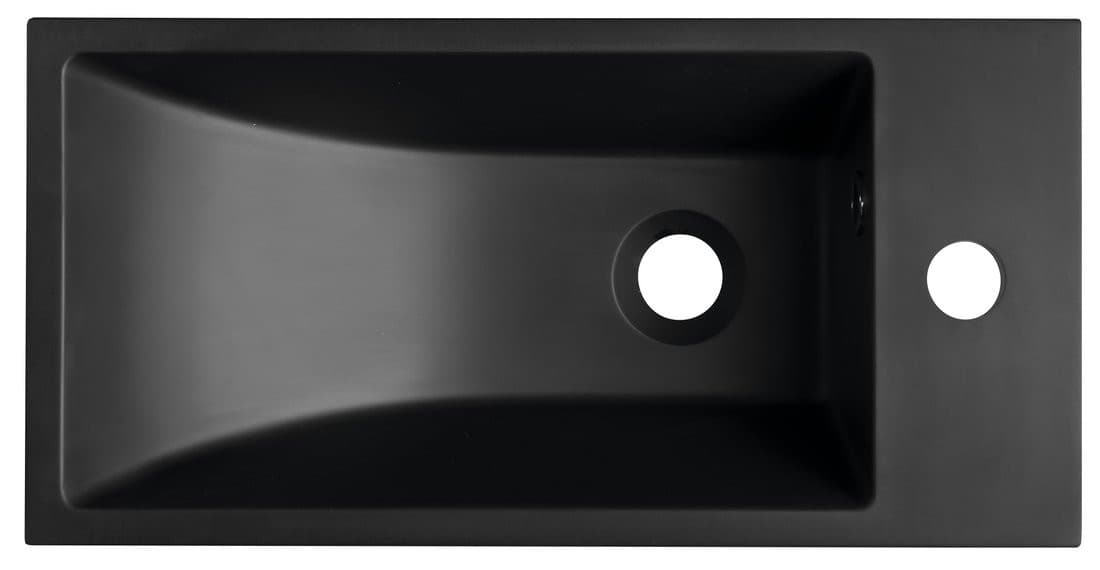 ARIANA umywalka kompozytowa 50x25cm, bateria po prawej stronie, czarny mat