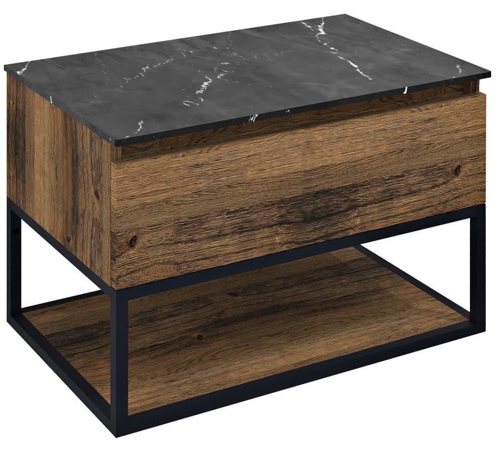 SKARA szafka pod umywalkę 80x50x45cm, czarny mat/dąb collingwood