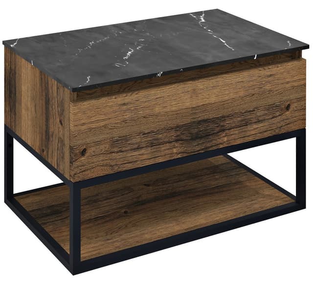 SKARA szafka pod umywalkę 80x50x45cm, czarny mat/dąb collingwood