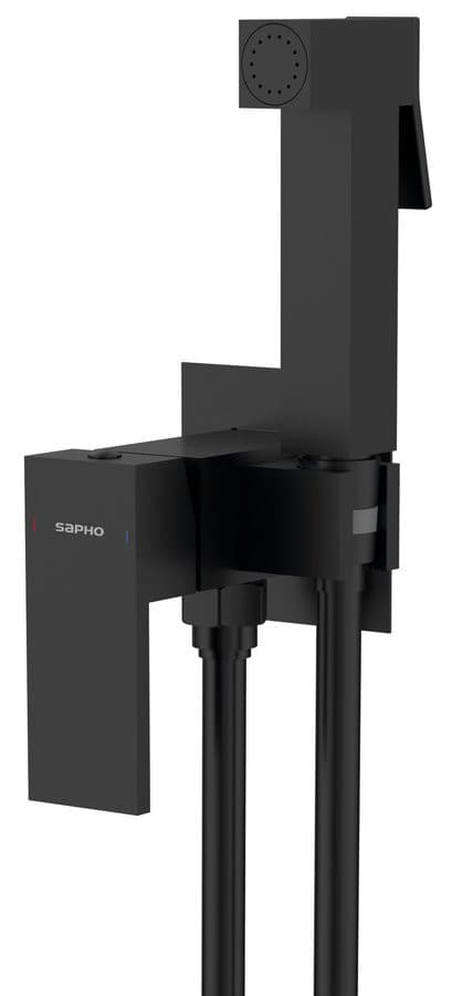 CUBEMIX bateria bidetowa podtynkowa ze słuchawką bidetową i wężem, czarny mat