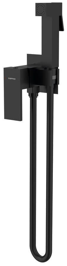 CUBEMIX bateria bidetowa podtynkowa ze słuchawką bidetową i wężem, czarny mat