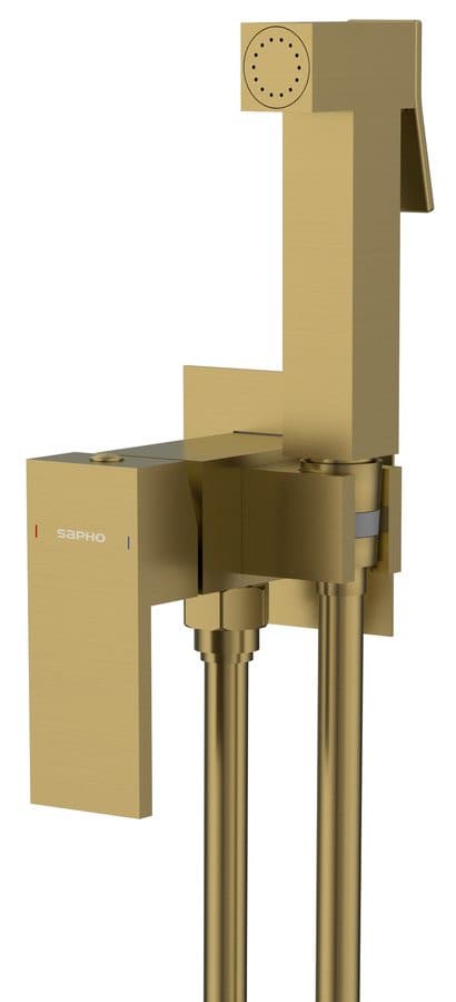 CUBEMIX bateria bidetowa podtynkowa ze słuchawką bidetową i wężem, złoty mat