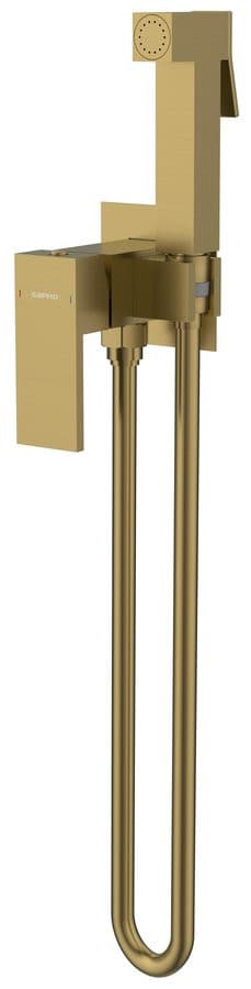 CUBEMIX bateria bidetowa podtynkowa ze słuchawką bidetową i wężem, złoty mat