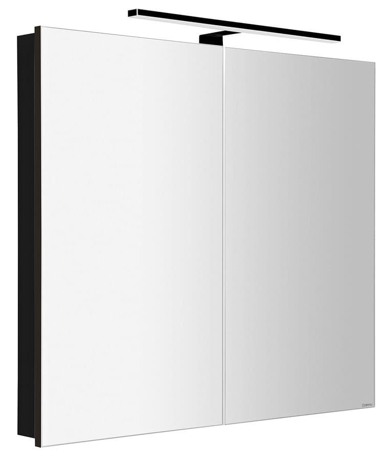 GRETA szafka z lustrem, oświetlenie LED, 81x70x14cm, czarny mat