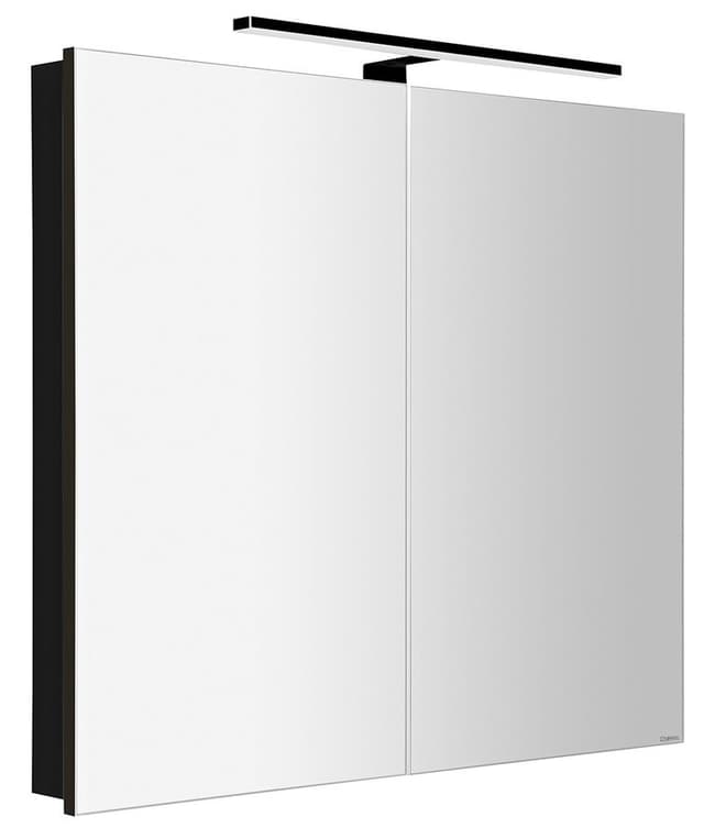 GRETA szafka z lustrem, oświetlenie LED, 81x70x14cm, czarny mat