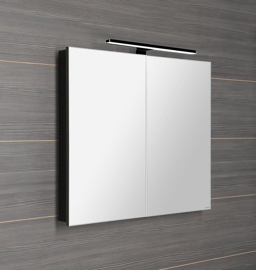 GRETA szafka z lustrem, oświetlenie LED, 81x70x14cm, czarny mat