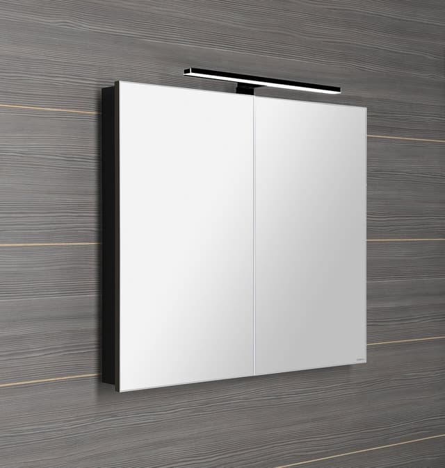 GRETA szafka z lustrem, oświetlenie LED, 81x70x14cm, czarny mat