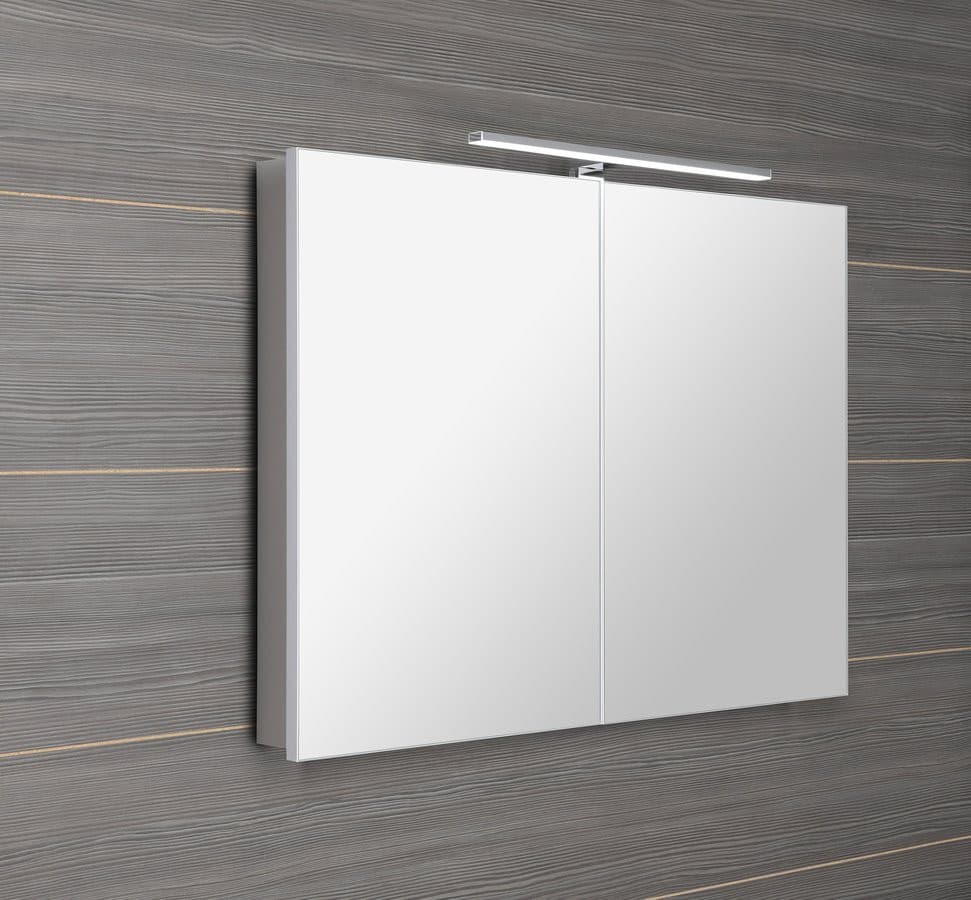 GRETA szafka z lustrem, oświetlenie LED, 101x70x14cm, biały mat