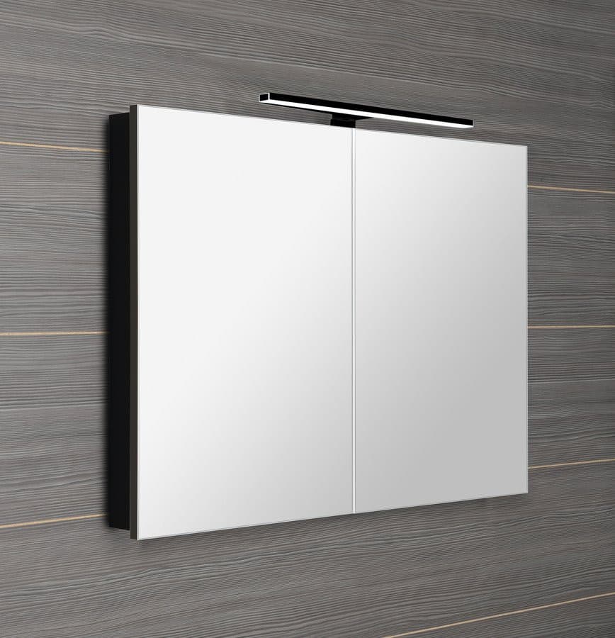 GRETA szafka z lustrem, oświetlenie LED, 101x70x14cm, czarny mat