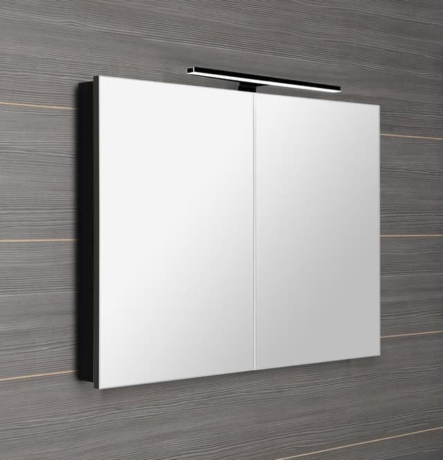 GRETA szafka z lustrem, oświetlenie LED, 101x70x14cm, czarny mat