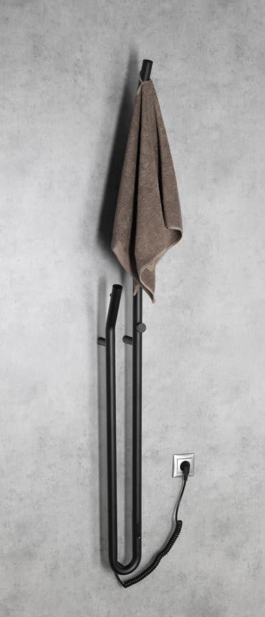 DUOPASSO elektryczna suszarka na ręczniki z wył. czasowym, 122x1700mm, 45 W, czarny mat